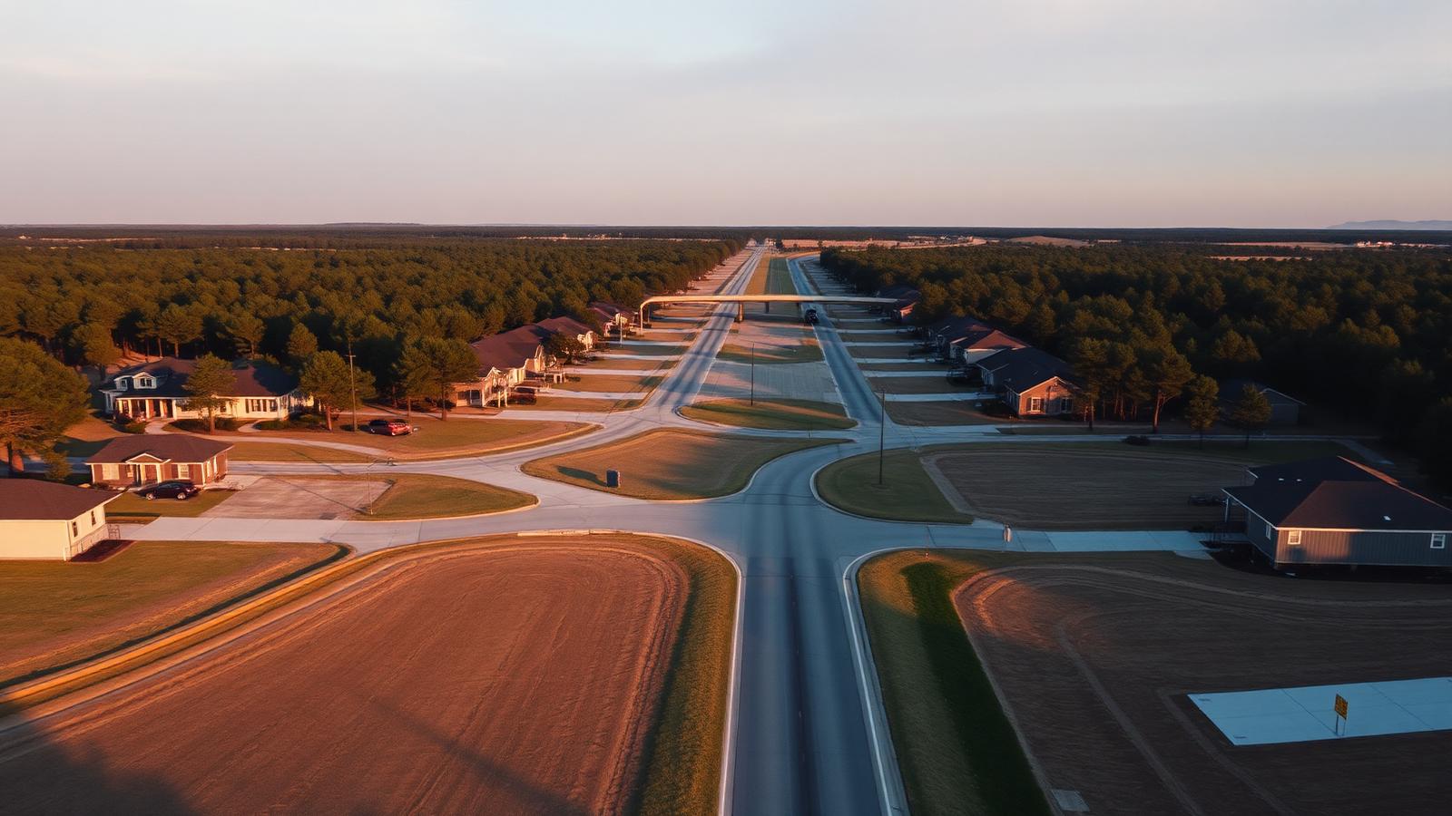 New residential development along a highway corridor in east Montgomery County