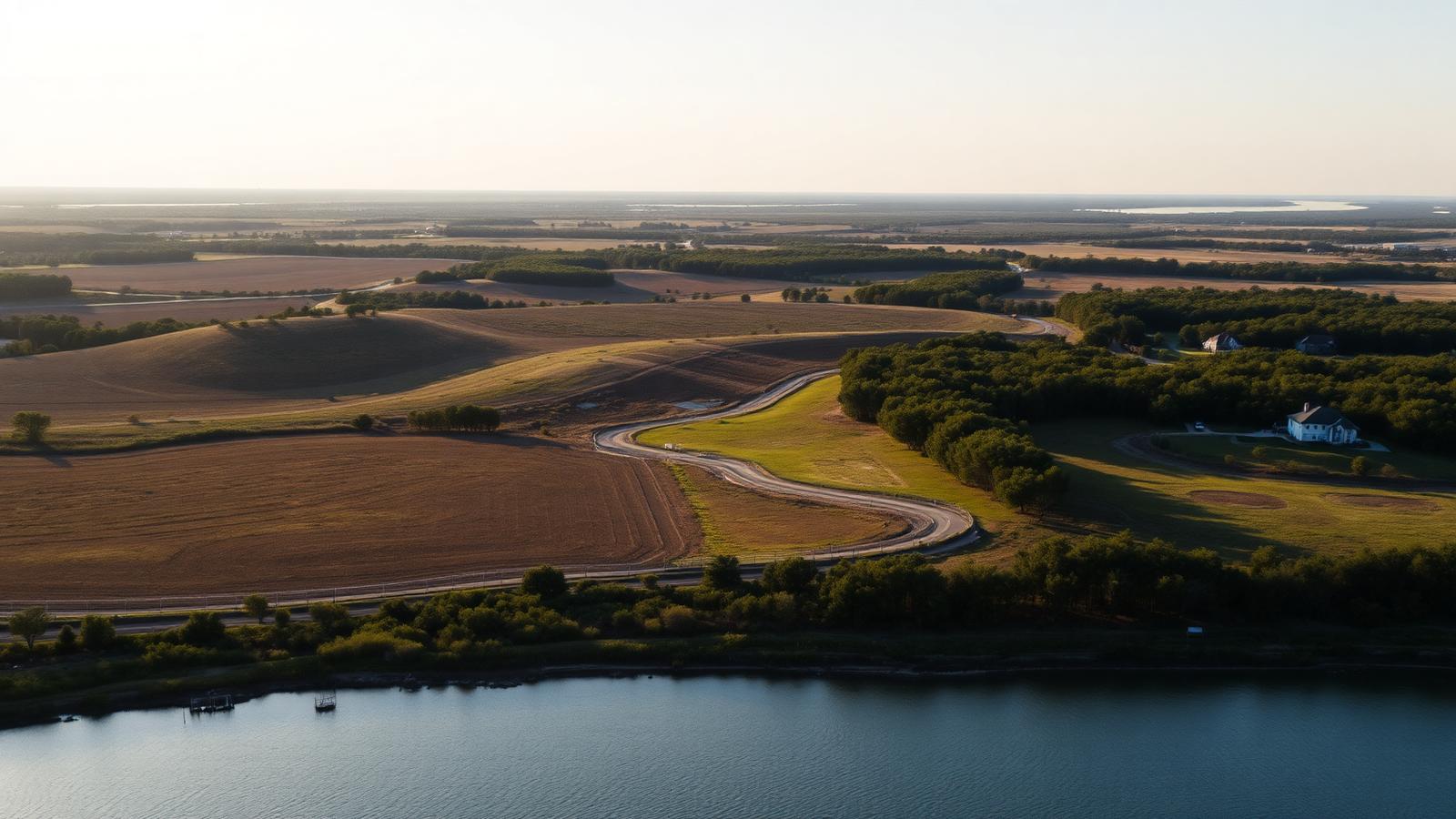 Rolling countryside and new homes north of Conroe near Willis, Texas